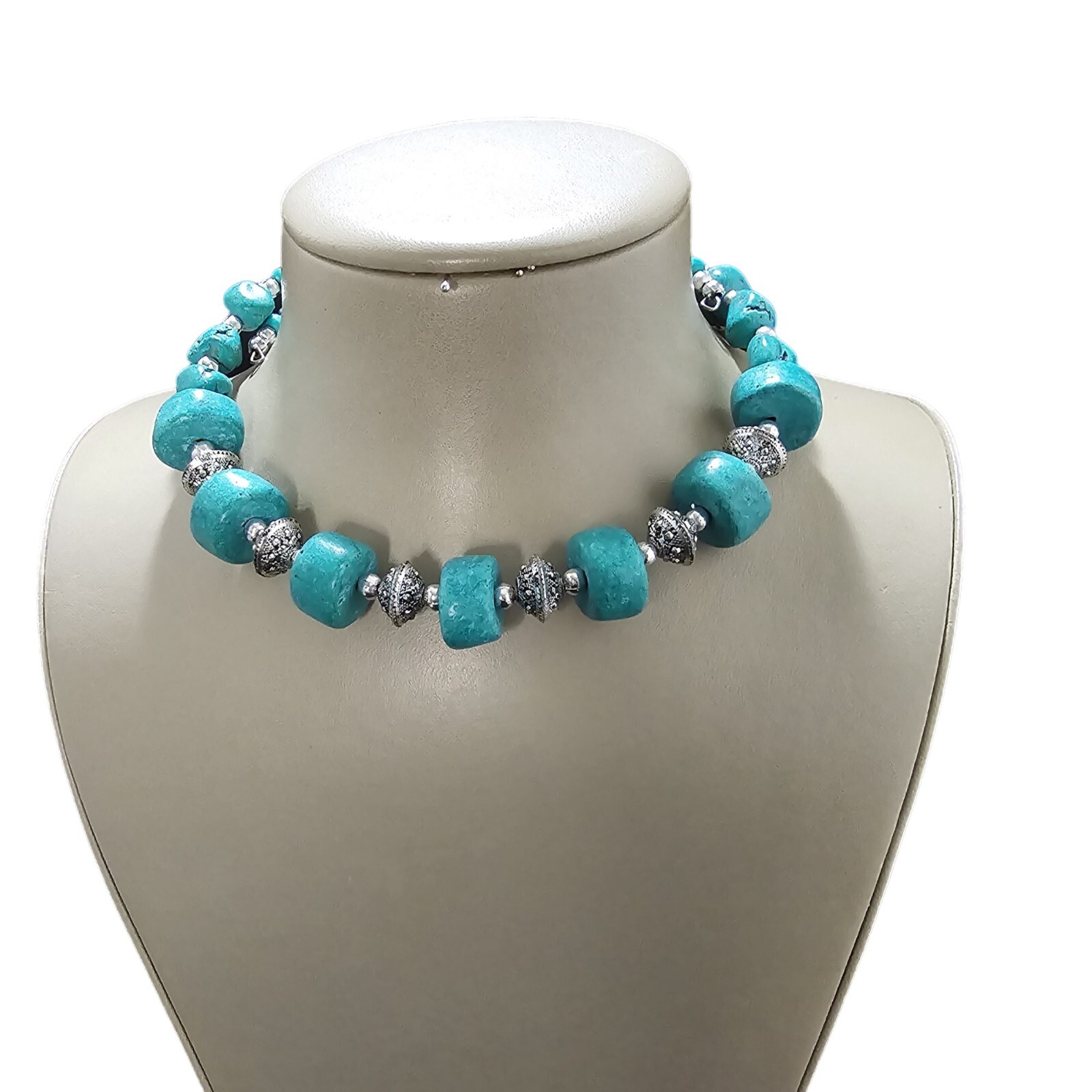 STEPHAN & CO Women’s Boho Statement Wrap Choker Blue Resin , Silver Tone NWT