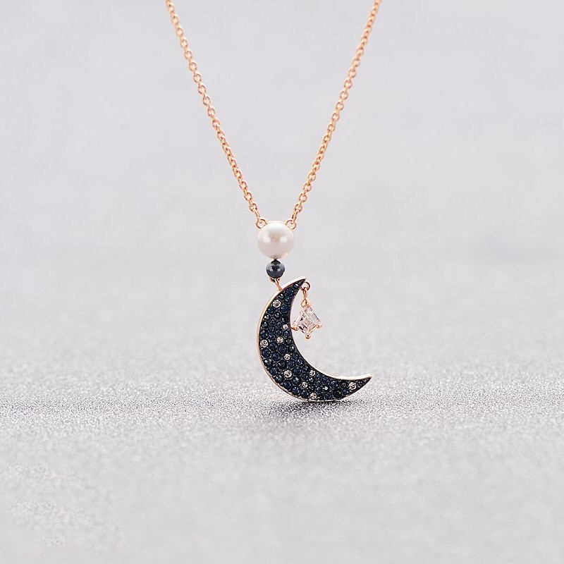 Swarovski Elements Moon Necklace Crystal Ghost Star Clavicle Chain Jewelry Gift
