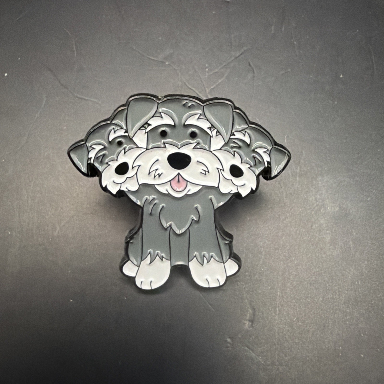 Three Headed Dog Enamel Pin Miniature Schnauzer Cerberus Fluffy