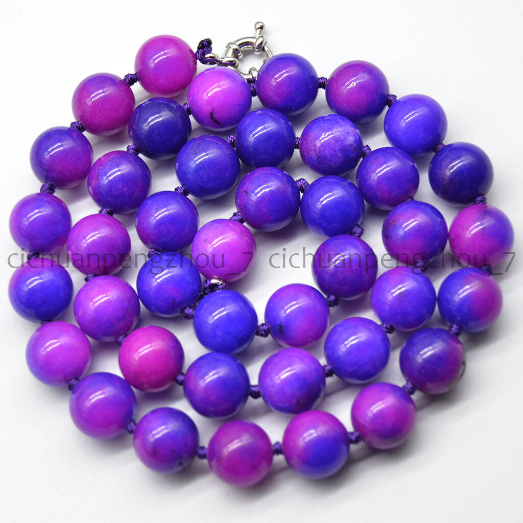 Natural 12mm Purple Sugilite Round Gemstone Beads Necklace 18-36”