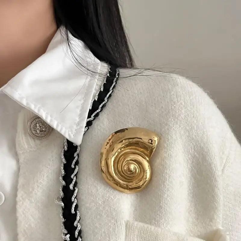 Bohemian Geometric Metal Conch Brooch Pin Zinc Alloy Punk Jewelry