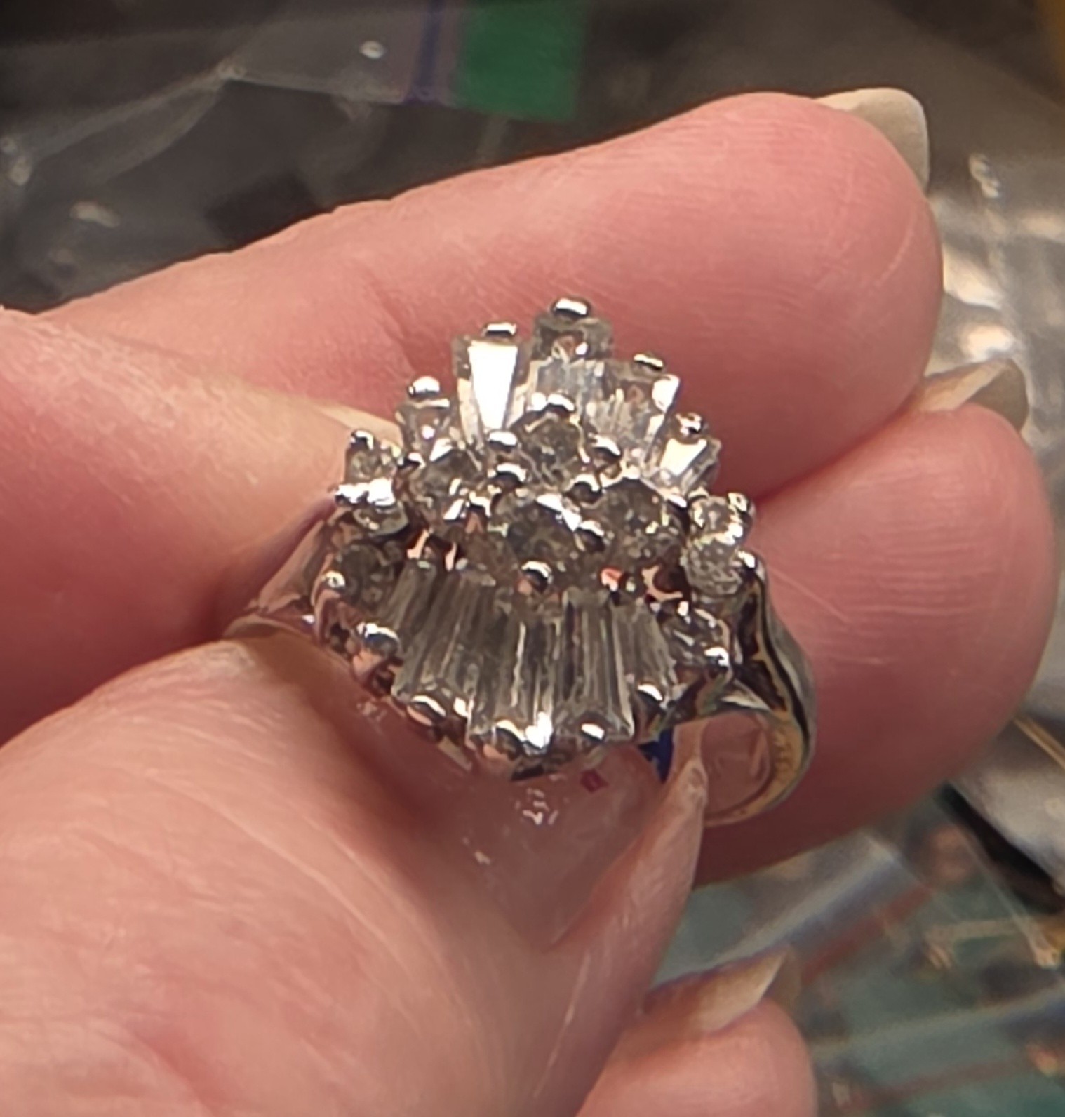 Sterling Silver CZ Cocktail Ring Size 6 3/4