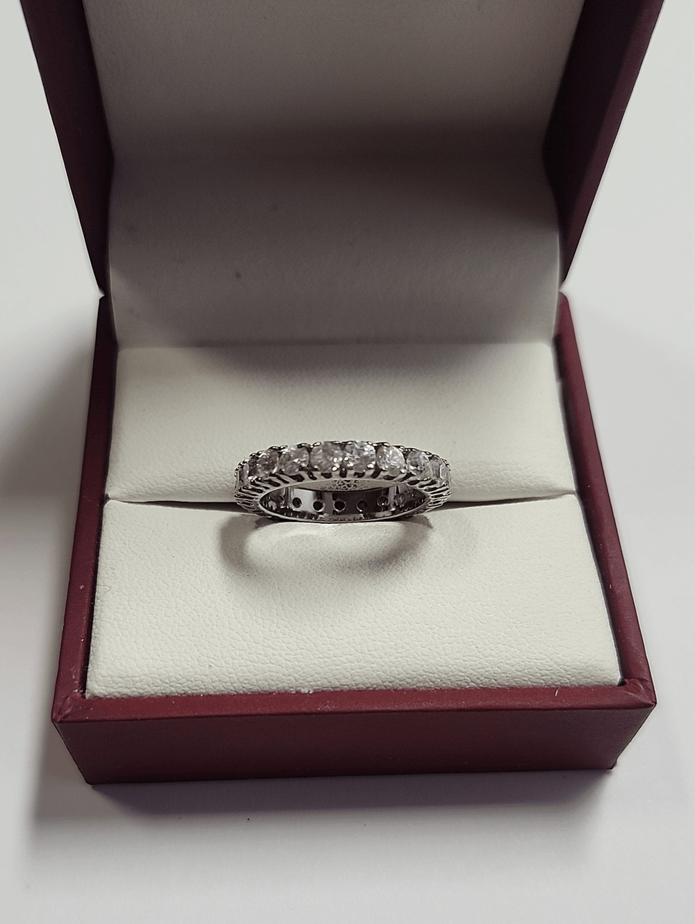 Classic Silver Tone Eternity Band with Clear CZ Stones Size 6.75