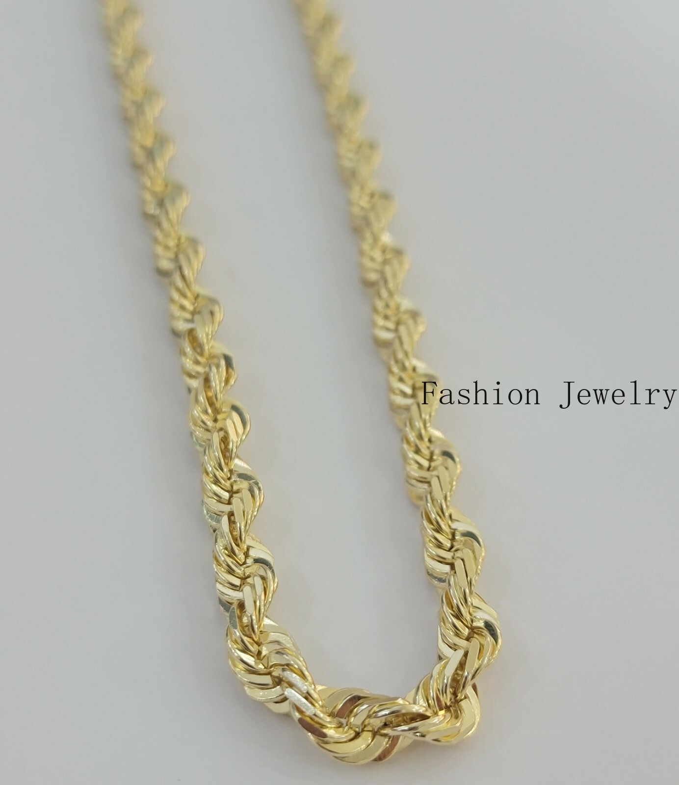 Real Solid 10k Gold Rope Chain Necklace 4mm-10mm Diamond Cut 18″-30″ For Pendant
