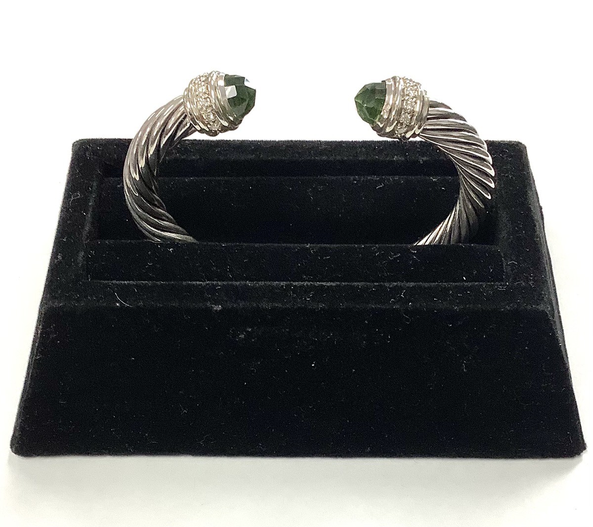 DAVID YURMAN STERLING SILVER DIAMOND AND PRASIOLITE 7MM BRACELET (QCP005950)
