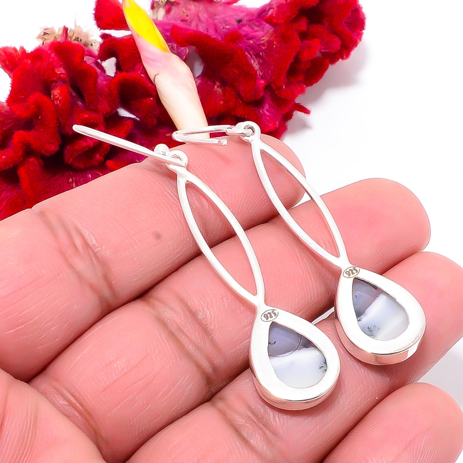 Dendritic Agate Handmade 925 Sterling Silver Earring 2.26″ Su47, Christmas Gift