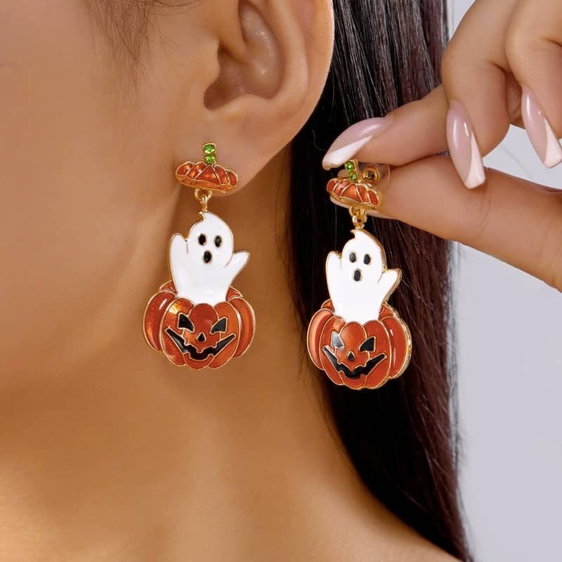 Halloween Earrings ✦ Pumpkin Ghost Dangle Drop ✦ Gothic Tassel Women Jewelry