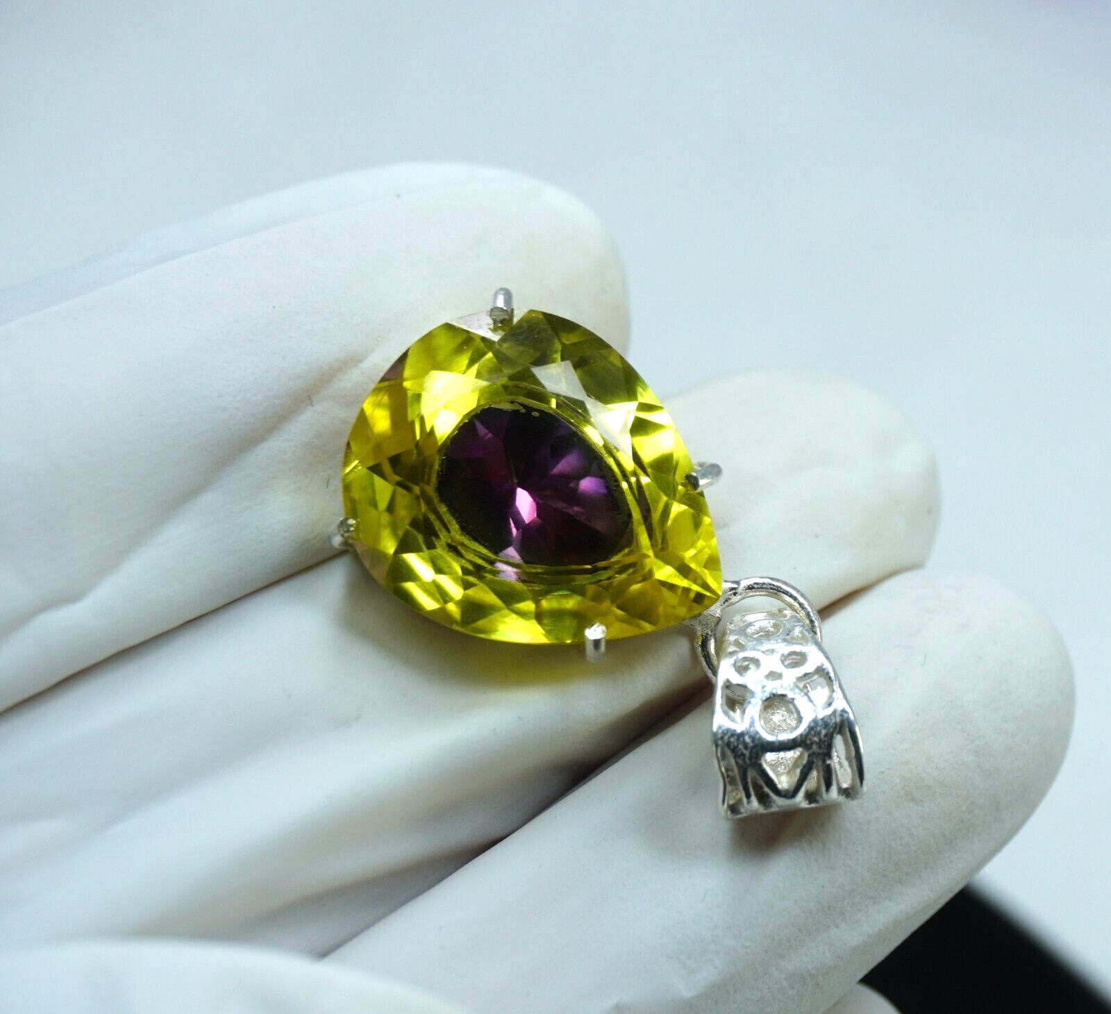 Pear Cut 34.36 Ct+ Natural Pitambari Sapphire 925 Solid Silver Pendant Gemstone