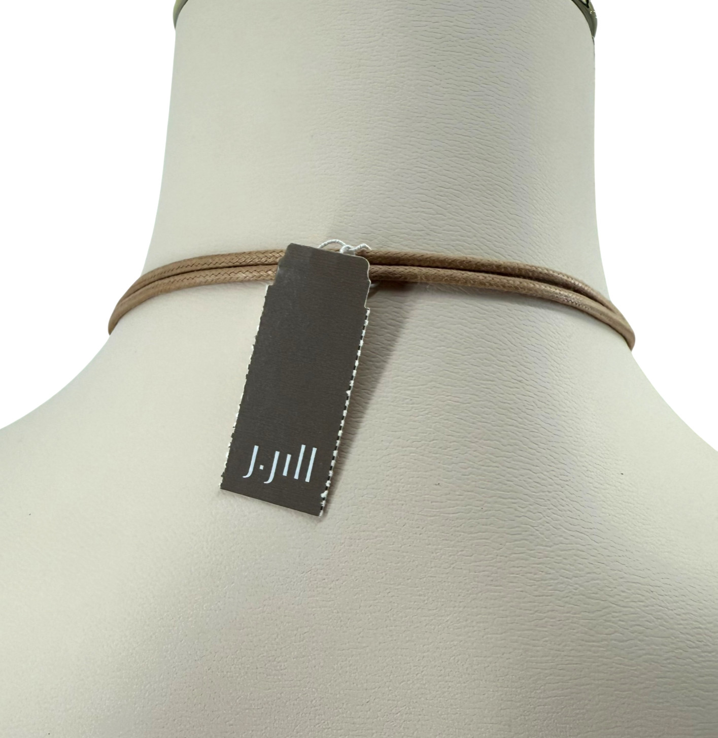 J Jill Mixed Metal Necklace Adjustable Cord Double Circle Pendant Boho Artisan