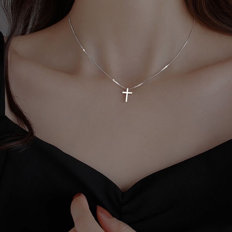 Stainless Steel Cross Plain & Simple Pendant Adjustable Necklace For Men Women
