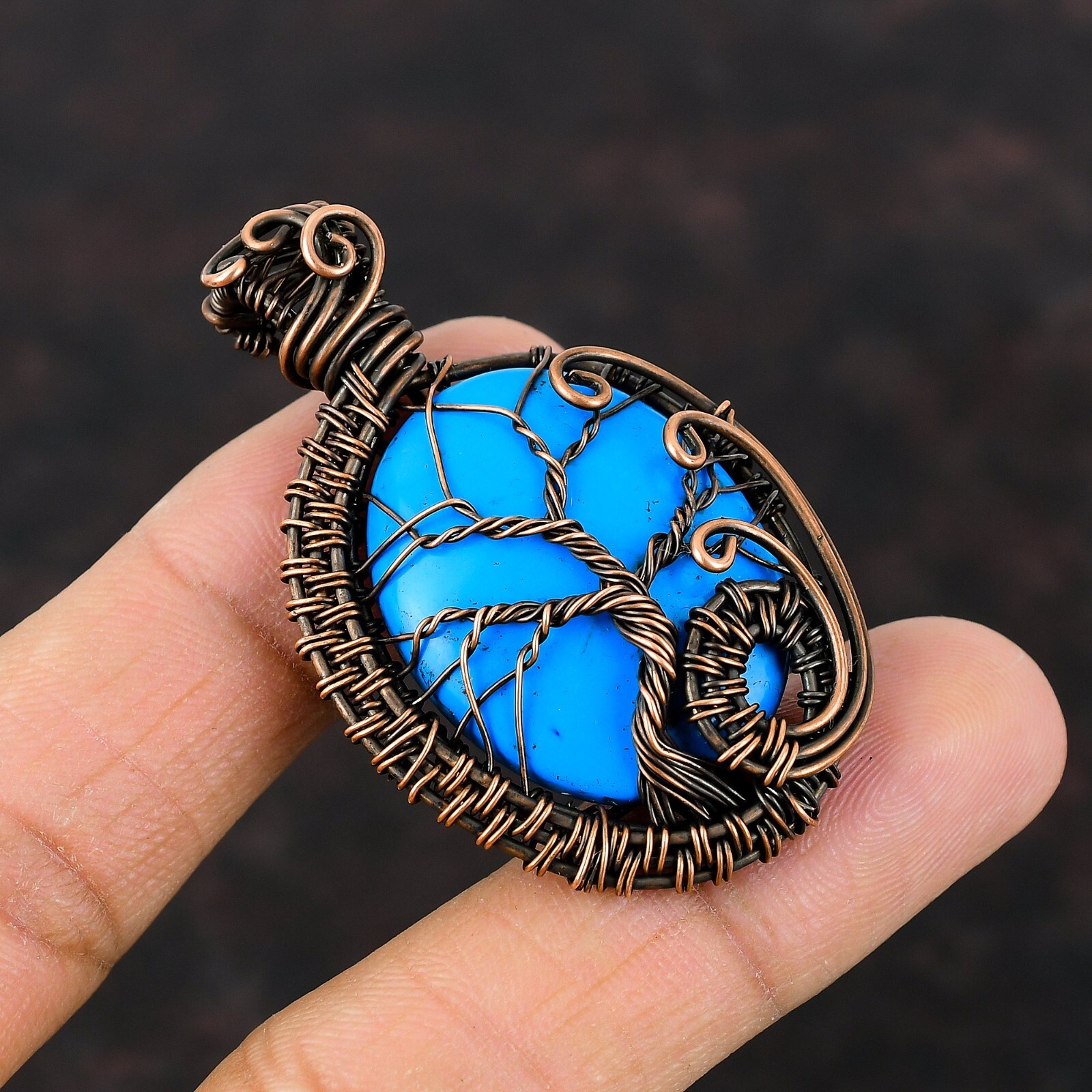 Sleeping Beauty Turquoise Copper Love Gift Wire Wrapped Tree Of Life 2.24″
