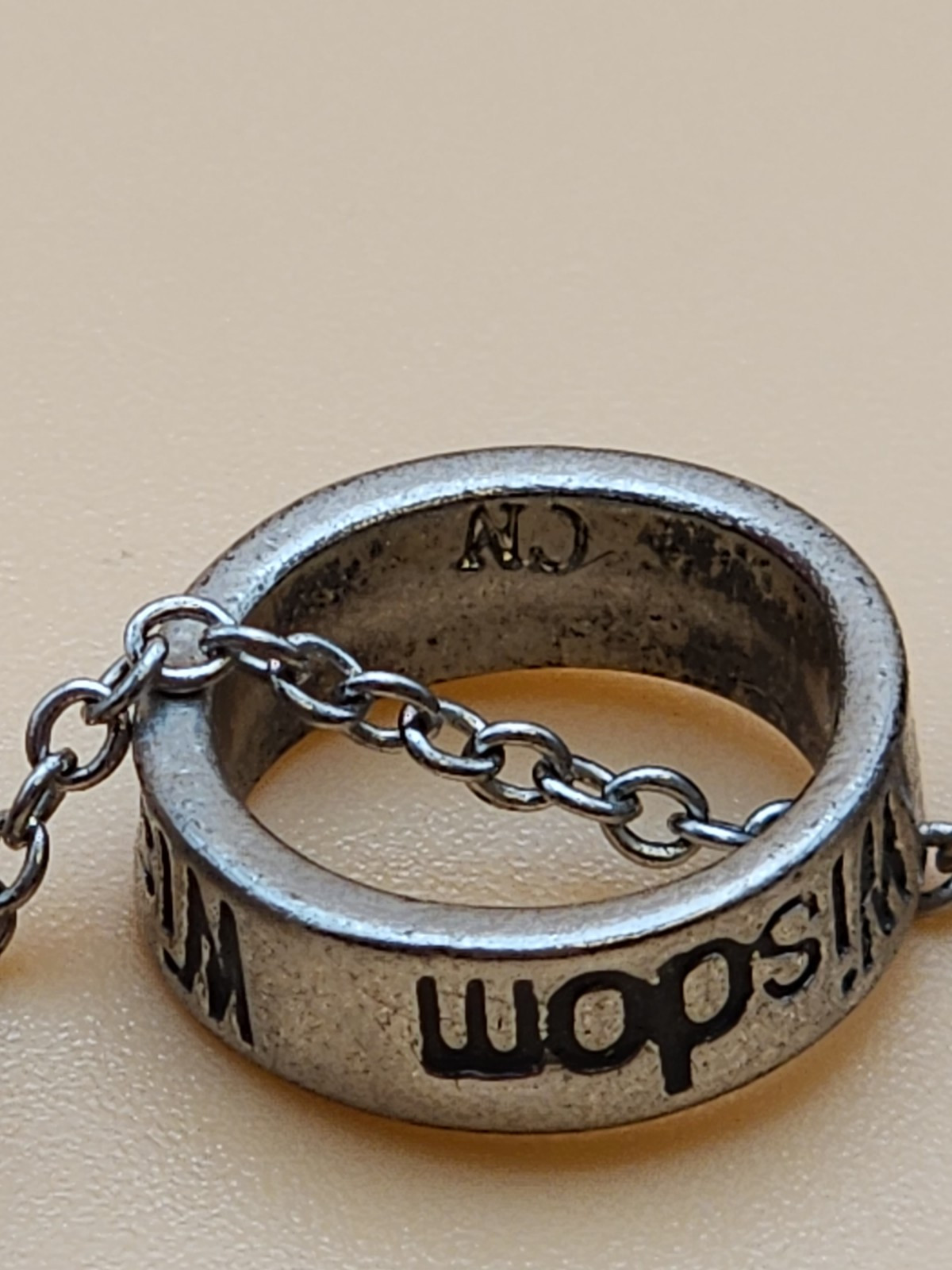 Vtg ATI CN Signed Faith Wisdom Grace Rings Necklace Silver Tone FREE $HIPPING!!