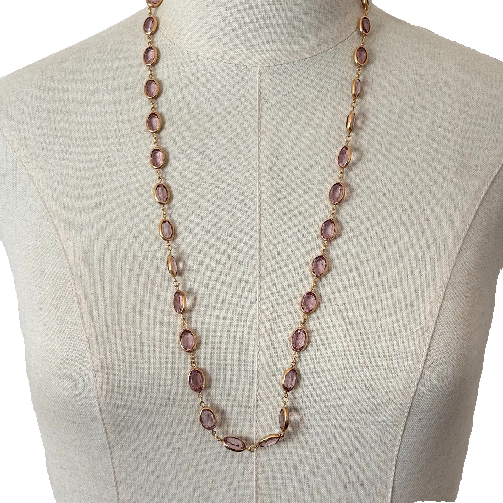 Pale Pink Purple Gold Color Necklace Chain