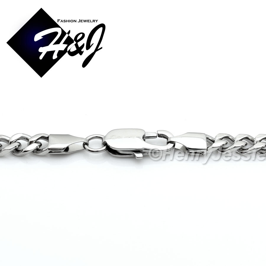 18″-40″MEN Stainless Steel 5mm Silver Cuban Curb Chain CZ Jesus Face Pendant*133