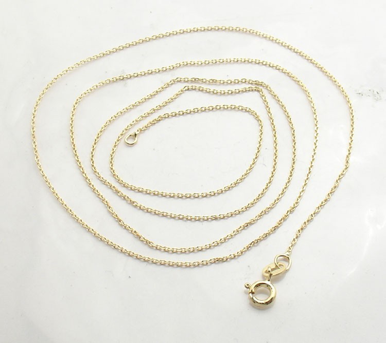 Technibond 1mm Cable Rolo Chain Necklace 14K Yellow Gold Clad Sterling Silver