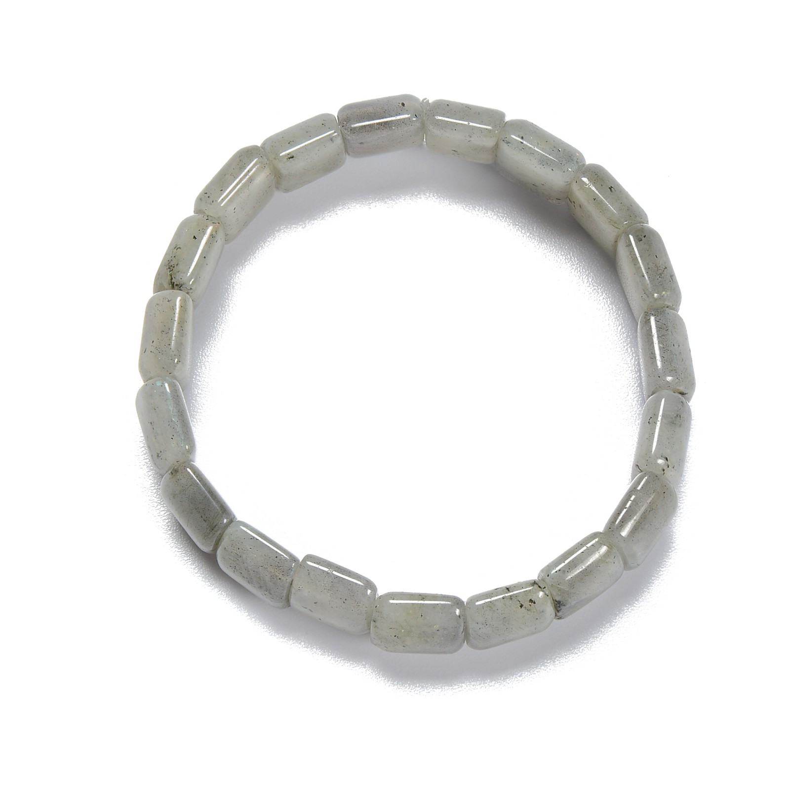 White Labradorite Double Drill Elastic Bracelet Bead Size 11x15mm 7.5” Length