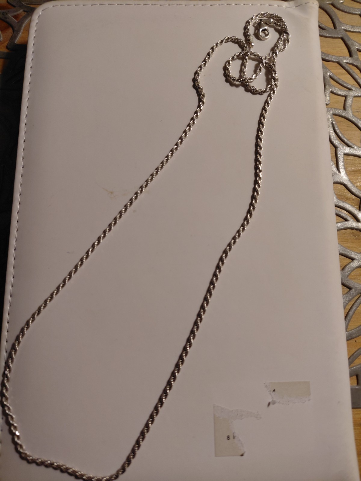 Silver Tone Rope Chain Necklace Metal Lobster Clasp No Stone