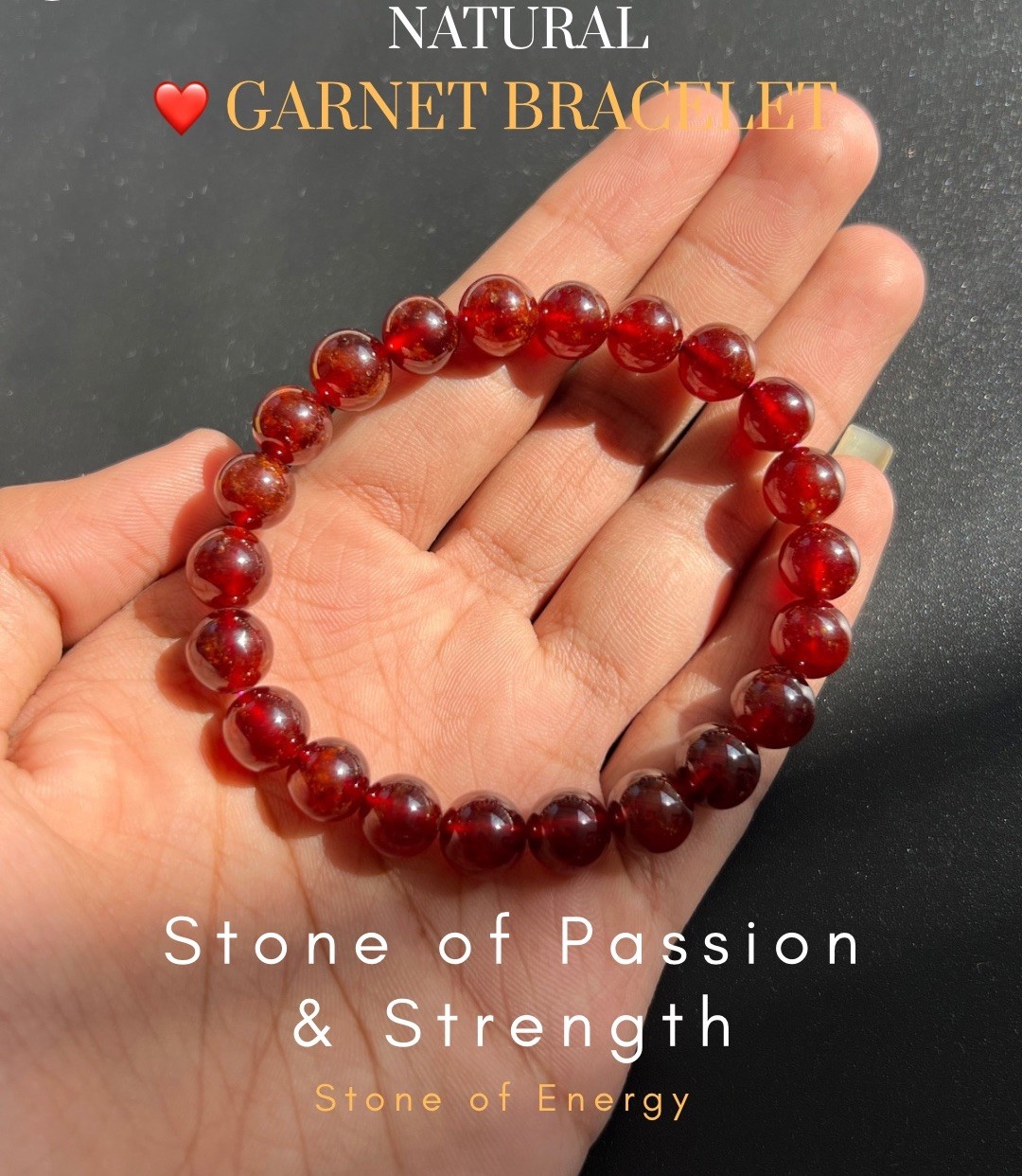 100% Natural Red Garnet Bracelet 10mm Round Beads Healing Crystal Bracelet