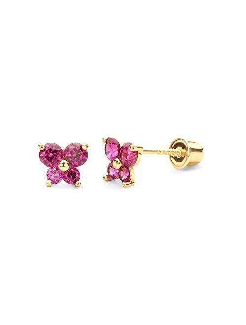 10K Yellow Gold Butterfly Stud Earrings with Screw Backs