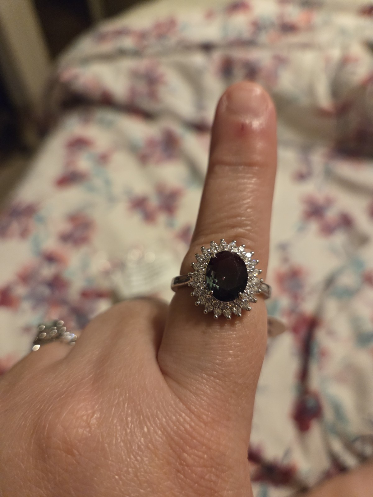 Bomb Party Rhodium Plated Bi-Color Alexandrite Halo
