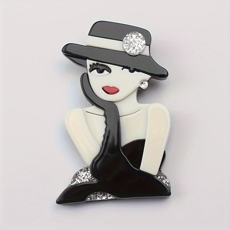 Acrylic Modern Lady Girl Fashion Brooches Women Men Lapel Pins Jewellery Gift