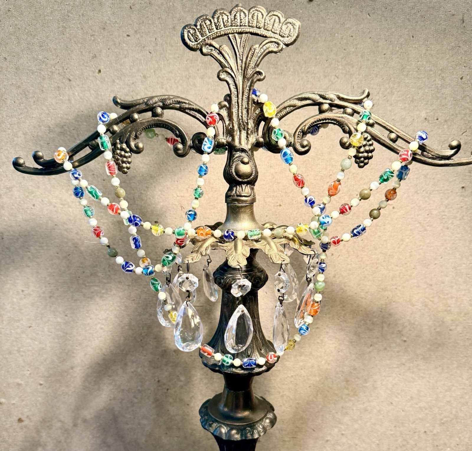 Vintage Murano Glass Bead Necklace 30” Multicolor Millefiori Venetian Art Glass