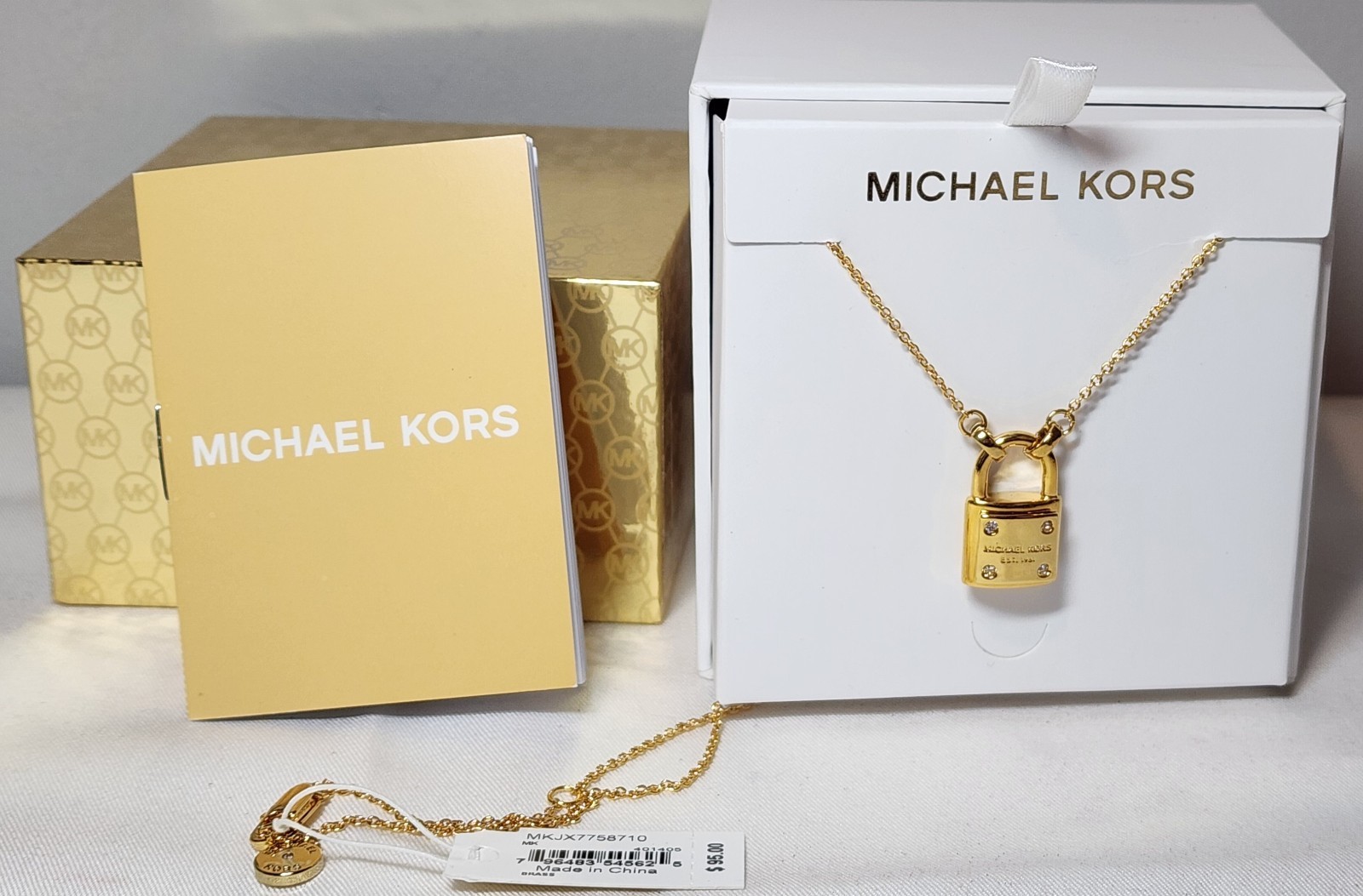 Michael Kors Lock Pendant Women’s Necklace Gold Tone NEW with Tags & Box