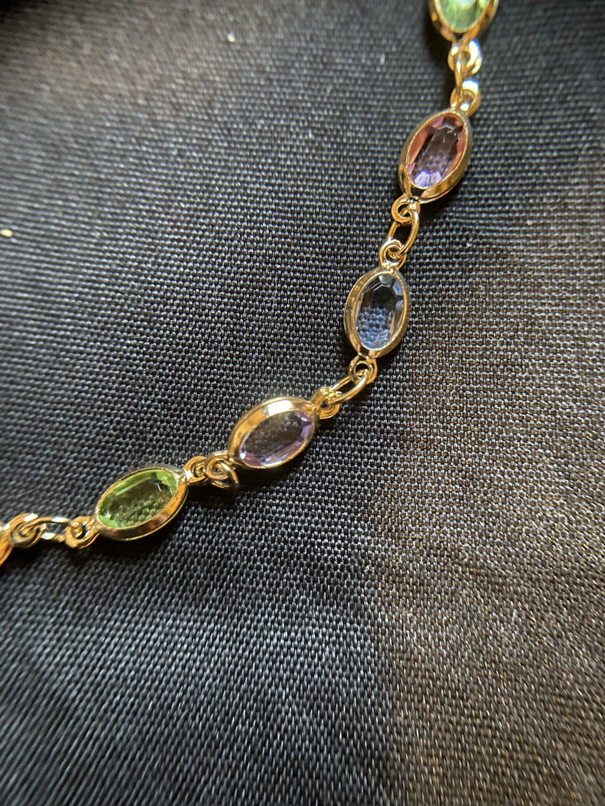 18K Gold Filled Bracelet W/ Light Colored Stones 7.5 inches