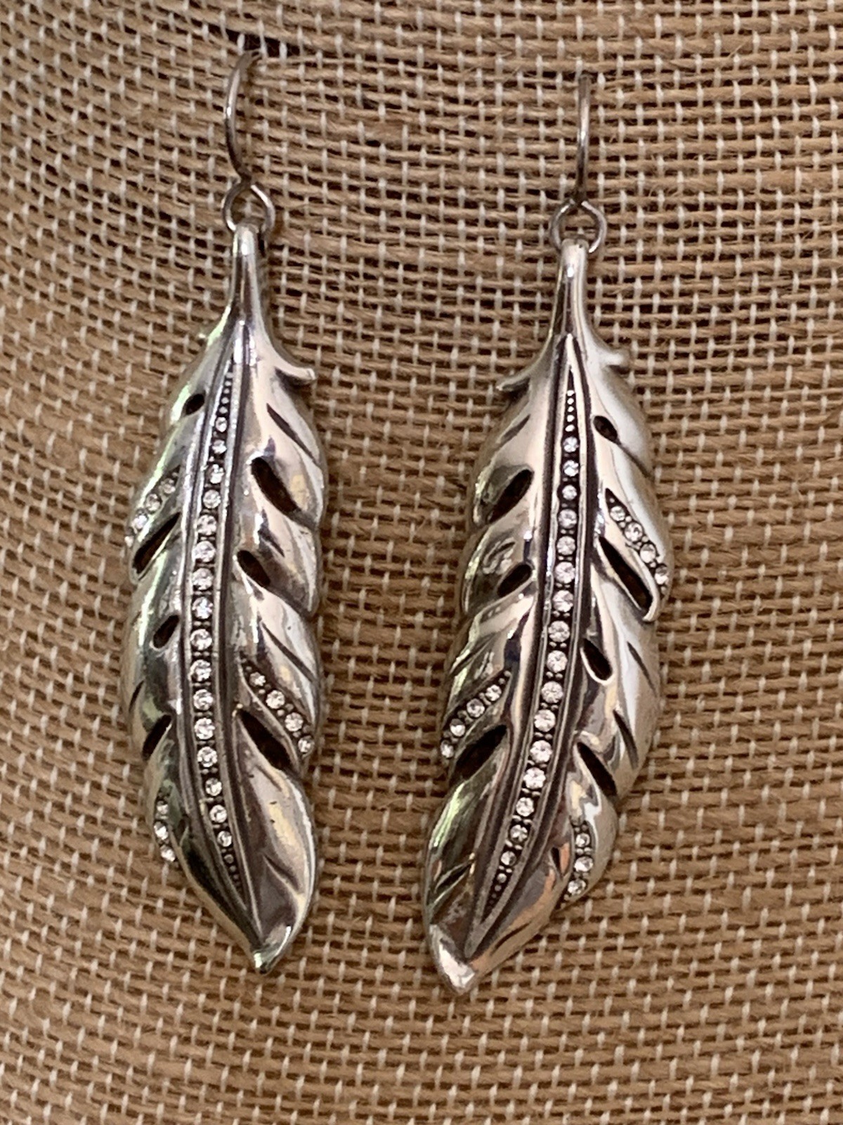 BRIGHTON Contempo Ice Feather French Wire Earrings Silver Plated Style JA4061