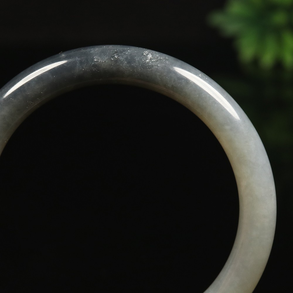 53mm Certified 100% Natural Grade A Black Green Xiu Jade Bangle Bracelet 12531