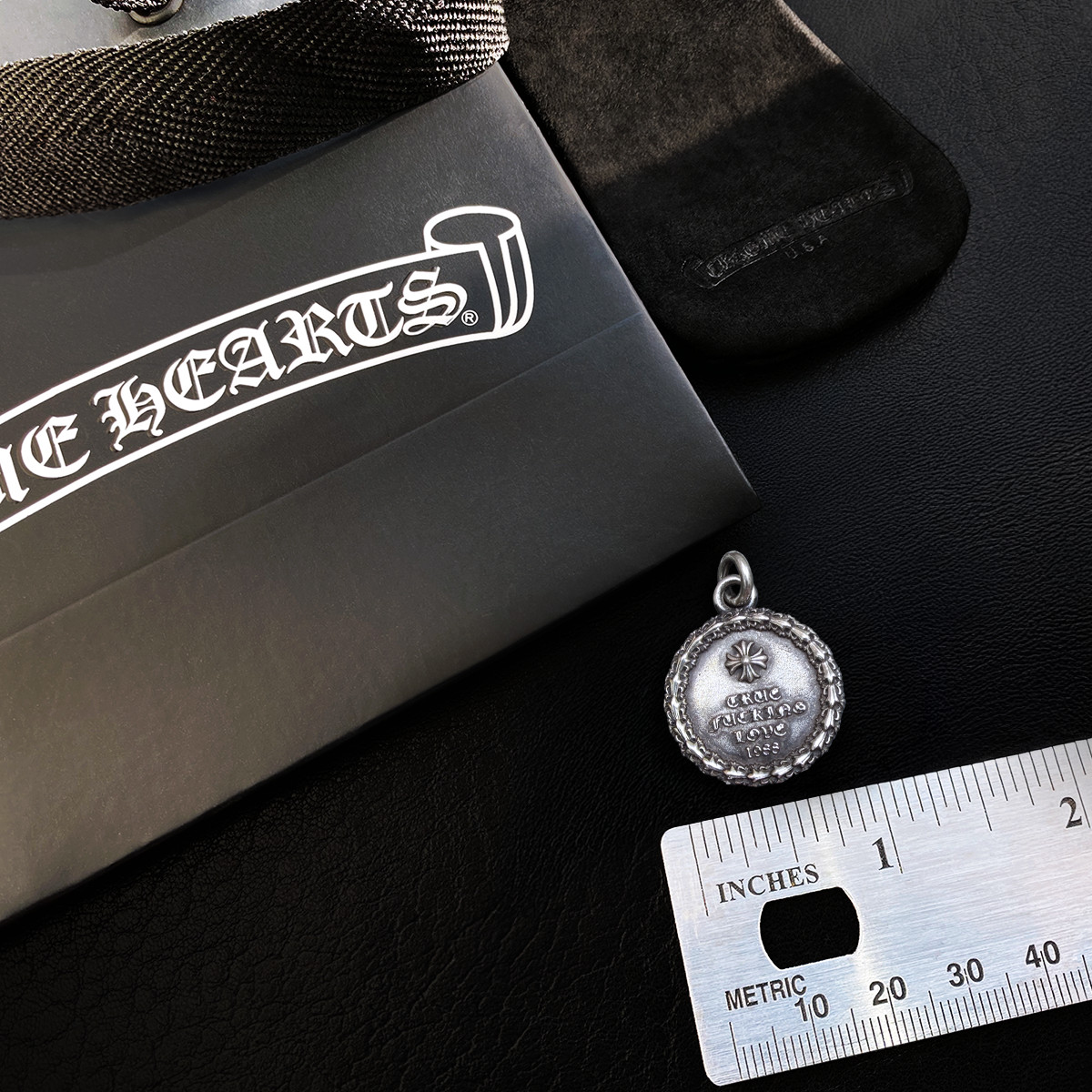 Chrome Hearts CH Plus True F***ing Love Medallion Pendant +CH Pouch and Gift Bag