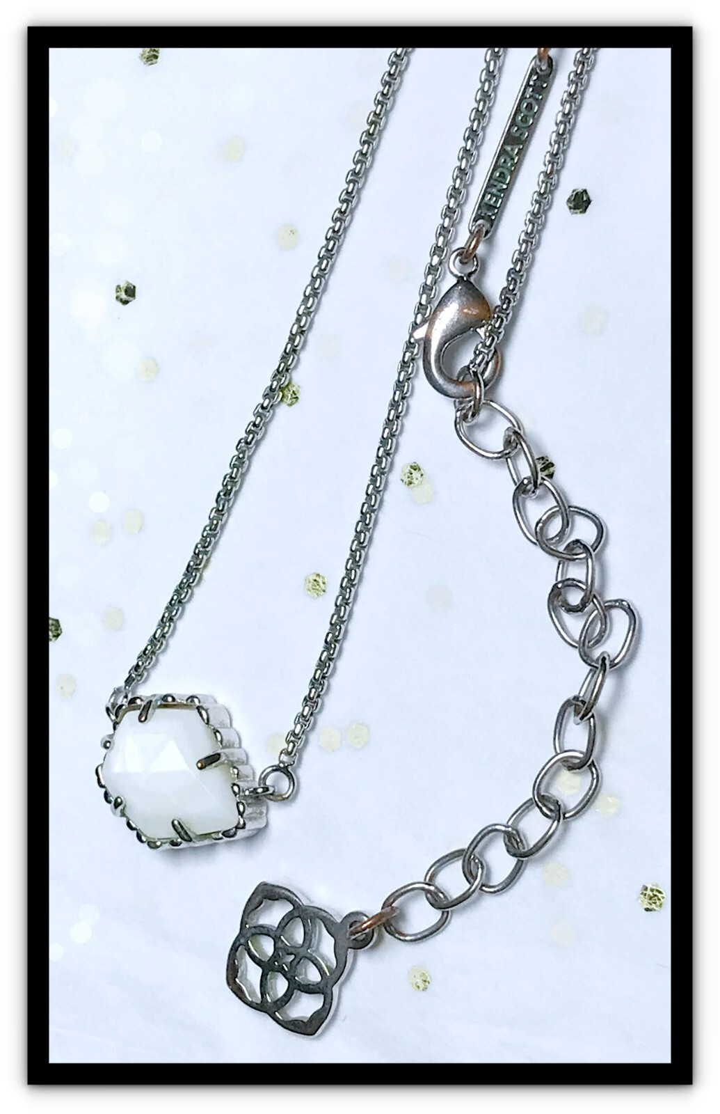 Kendra Scott Tess Silver Tone White Mother of Pearl Pentagon Pendant Necklace