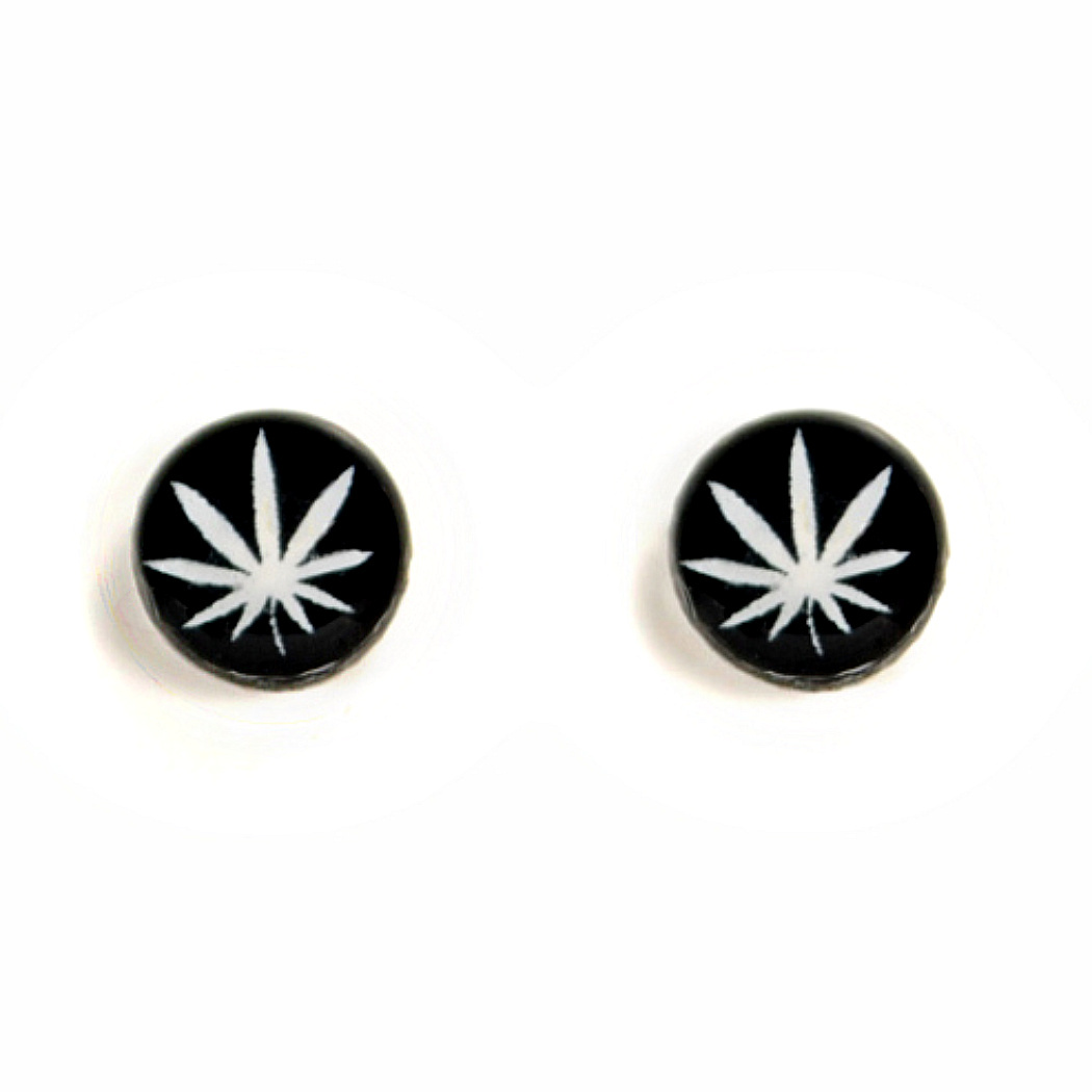 STAINLESS STEEL POST EARRINGS MARIJUANA LEAF Cannabis Pot Pair Stud Jewelry NEW