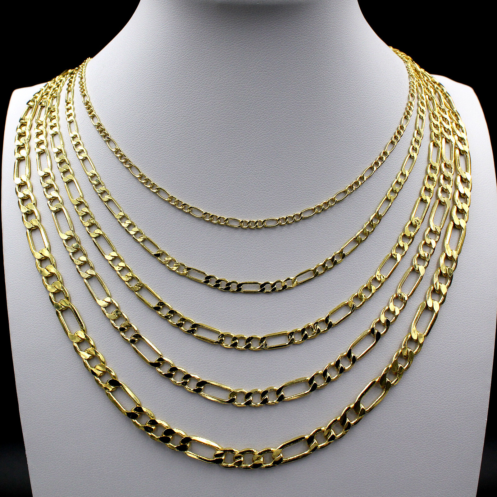 10K Yellow Gold 2mm-6.5mm Figaro Chain Link Pendant Necklace Bracelet 7″ – 30″