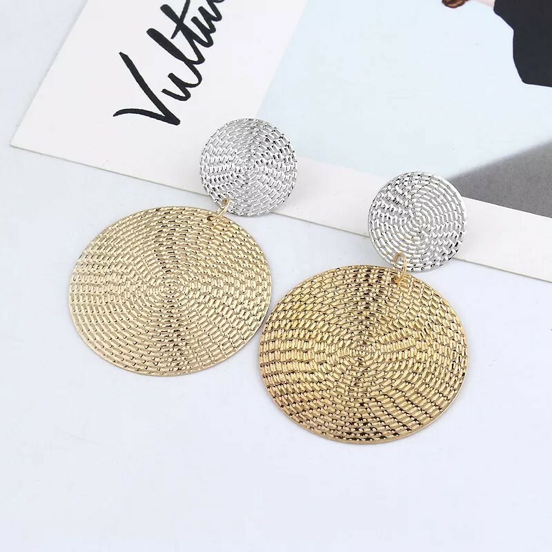 Fashion Pendant Size Round Circle Earrings Female Temperament Personality Color