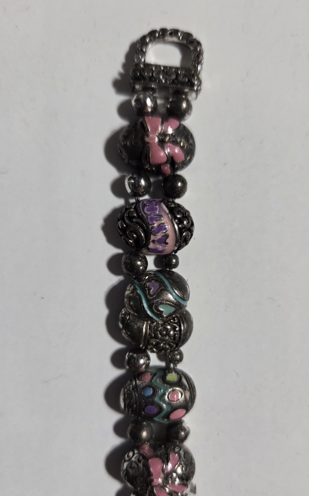 7″ Vintage Easter Egg Bracelet Enameled Silver Tone Clasp With Magnet Unique