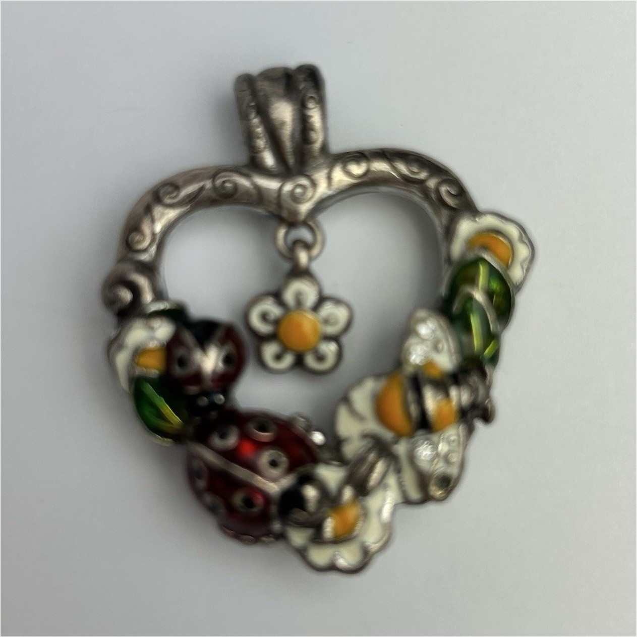 Multicolor Enamel Heart Pendant Ladybug Bee Flower Charm Jewelry