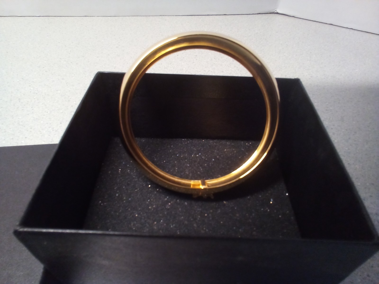 Technibond Bold Bangle Bracelet Gold Over Silver 8″ Wrist NEW