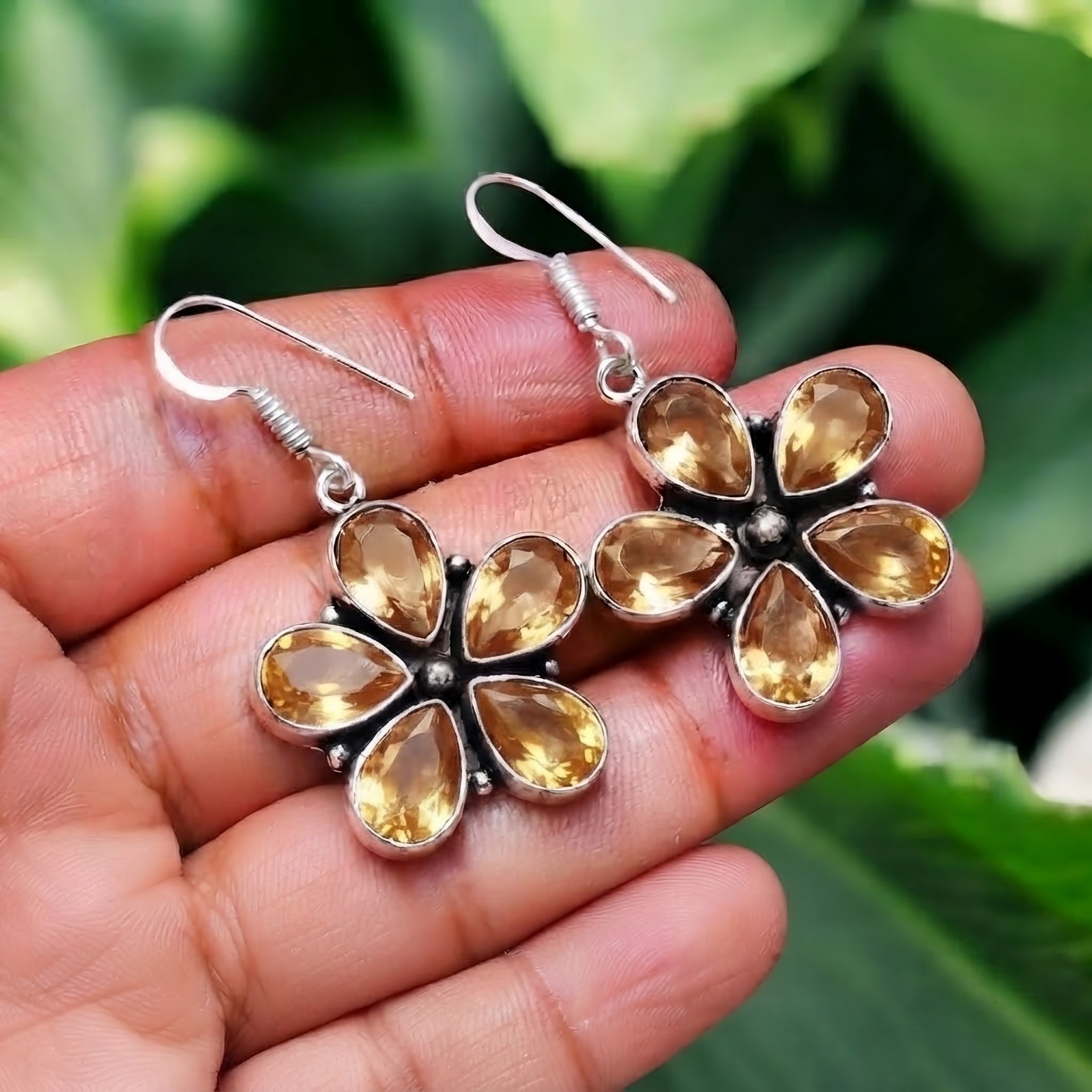 Citrine Silver Earring 925 Sterling Silver Handmade Gemstone Citrine Earring