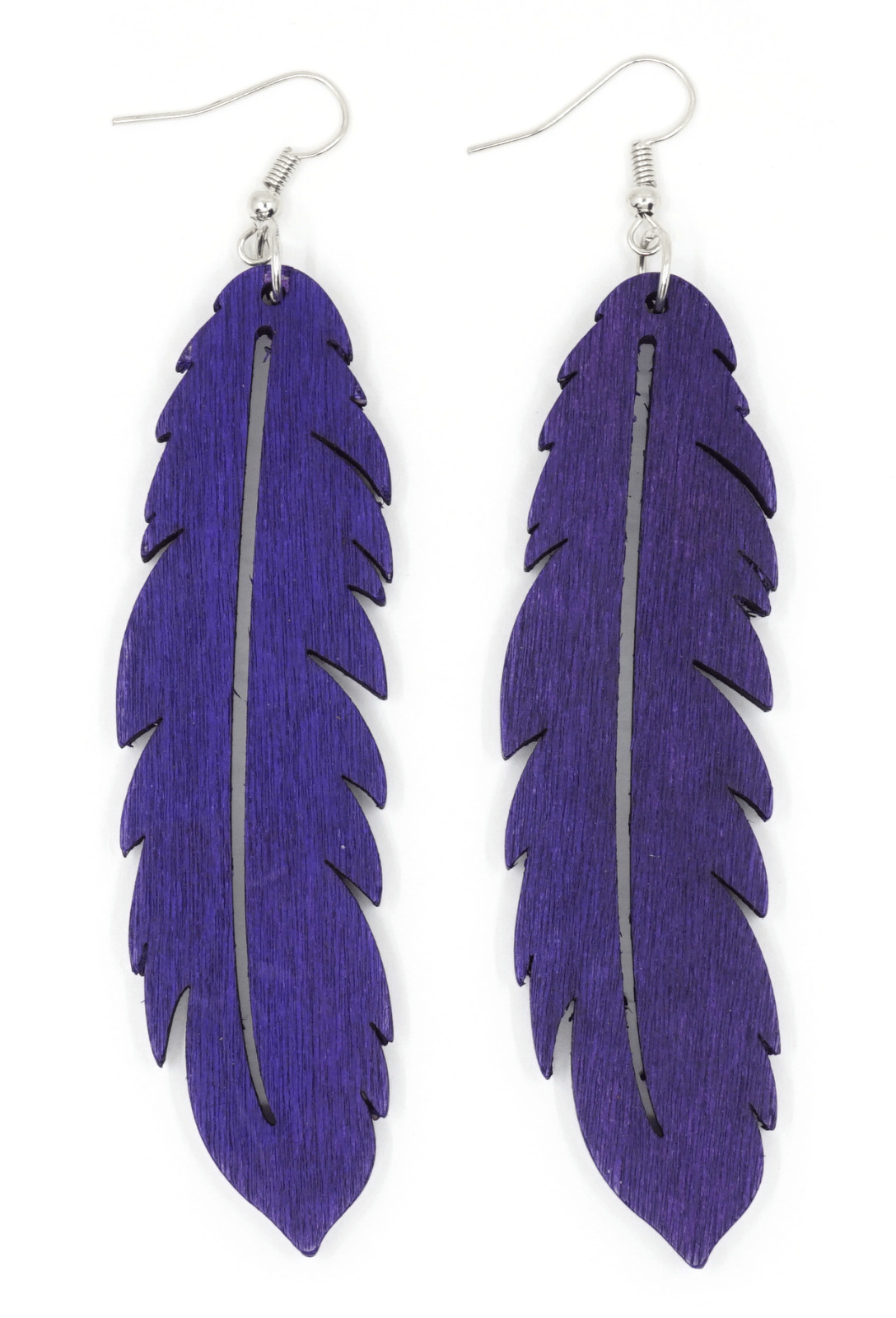 TB 4 inches Feather Shape Light Weight Women Fashion Jewelry Wooden Drop Earring