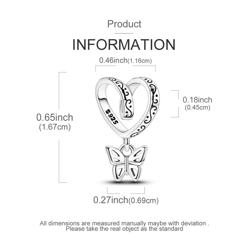 MULA 925 Sterling Silver DIY Charm Retro Vine Love Butterfly For Women Bracelet