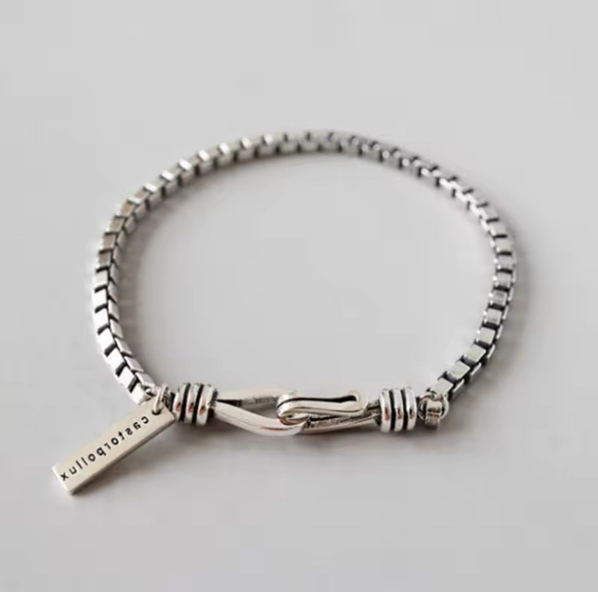 Vintage Thick Box Chain Bracelets Women Solid 925 Sterling Silver Jewelry Gift