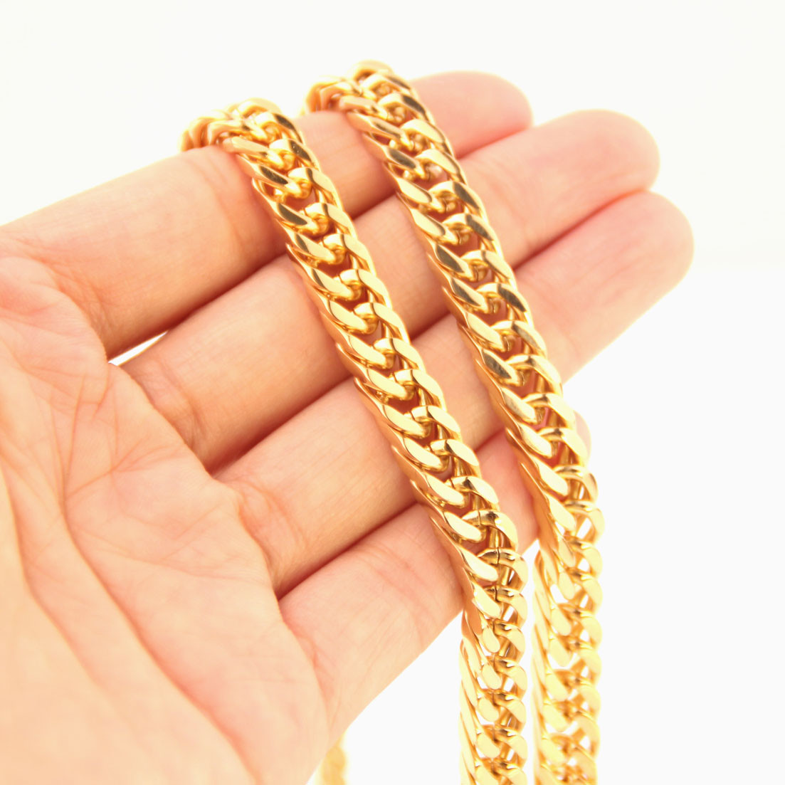 8mm-19mm 7-11″ Stainless Steel Silver Gold Black Cuban Women Mens Chain Bracelet
