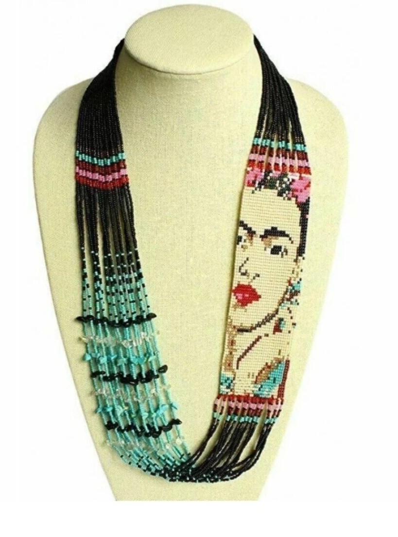 Handmade Necklace Seed Bead Boho American Style Nativ Beaded Multi Strand
