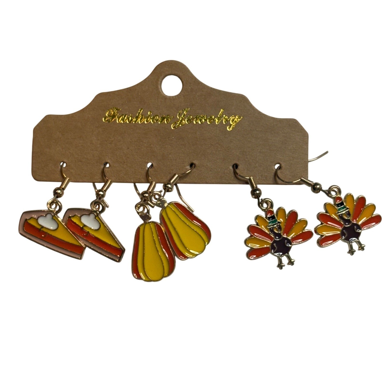 Thanksgiving Earring Set Women OS Multicolor Pumpkin Pie Turkey Squash 3 Pairs