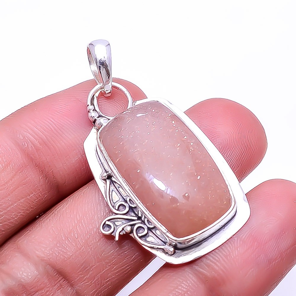 Moonstone – Sri Lanka 925 Sterling Silver Pendant 1.64″, Christmas Gift P39937