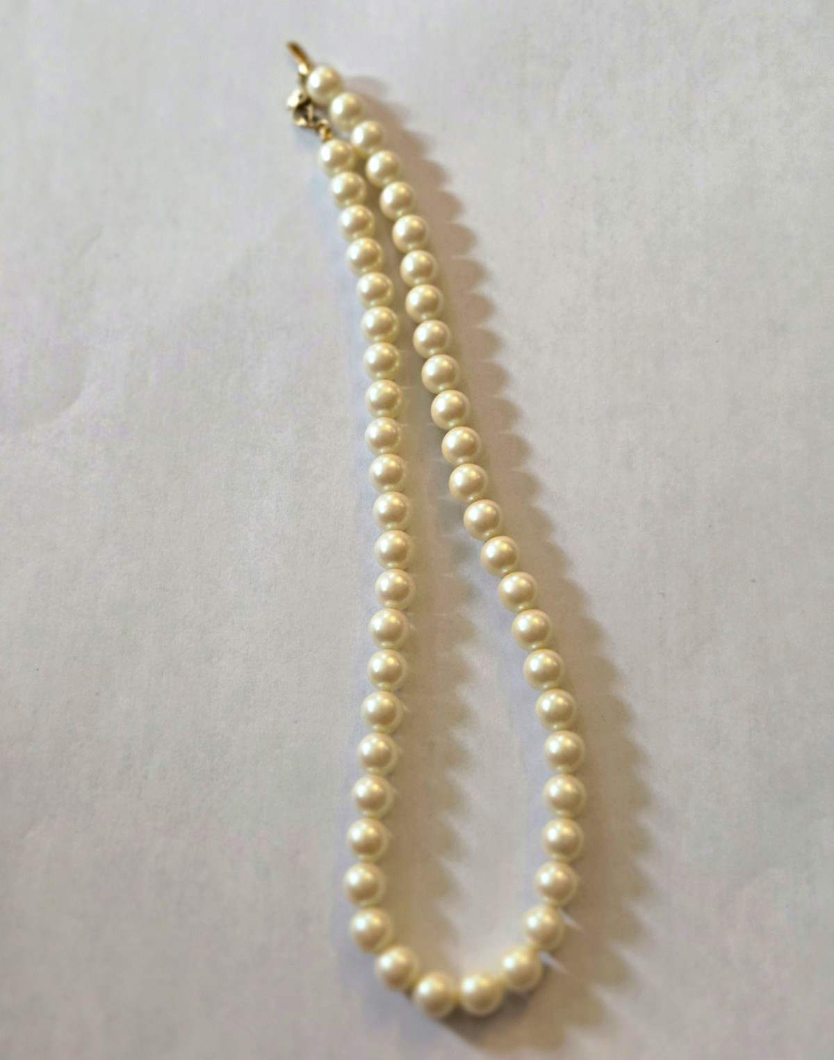 Simulated Round Pearl Choker Necklace, Lobster Clasp, Signed Monet