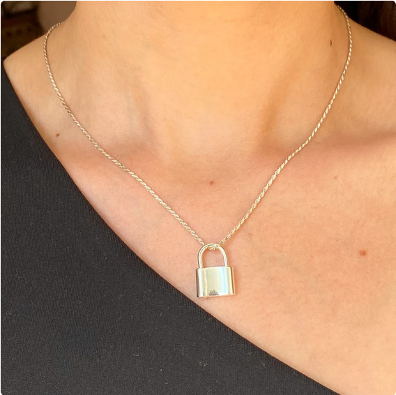 LOCK URN CREMATION ASHES MEMORIAL Pendant 18″ 925 Sterling Silver Necklace Women