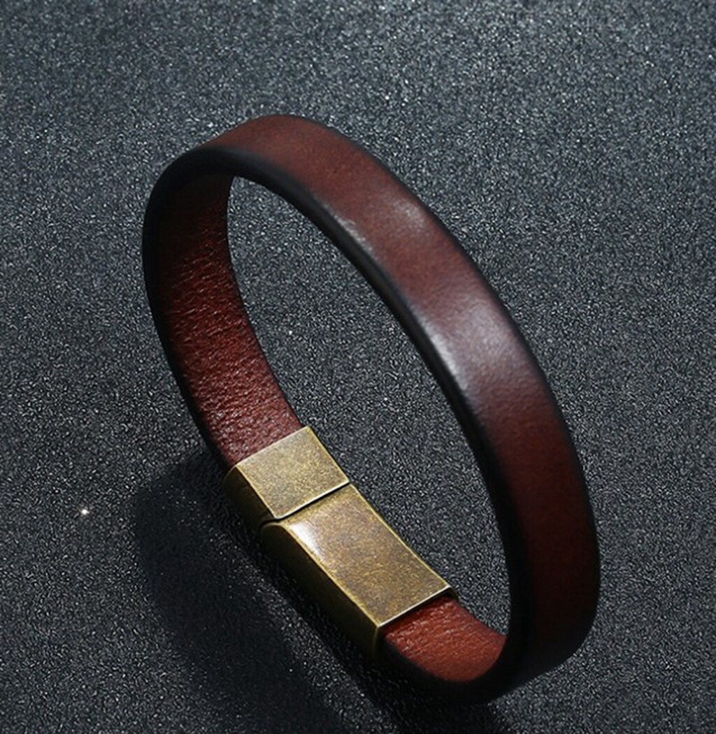 MEN/ Women Cowboy Vintage Brown Genuine Leather Bracelet / Wrist Bangle 6-9″