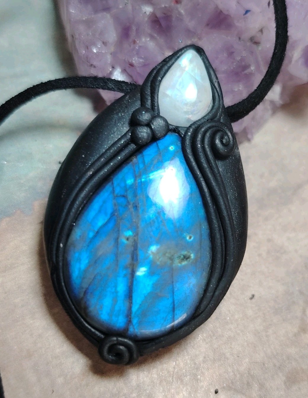Lemurian Starseed Labradorite Crystal Necklace. 5d Awakening Spititual Jewelry
